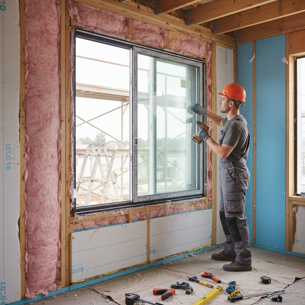 Instalación de ventana de doble acristalamiento